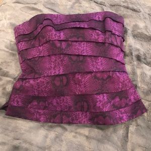 Strapless PURPLE snakeskin print Top